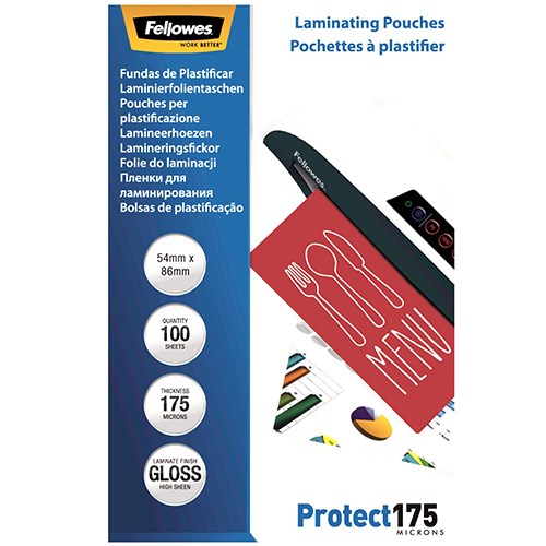 Fellowes Laminating Pouches C Card 54x86mm 175micron Gloss box of 100_2